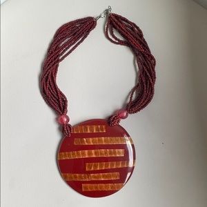 Gorgeous deep red necklace with huge pendant